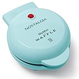 Nostalgia MWF5AQ MyMini Personal Electric Waffle Maker Perfect For Healthy Chaffles, Almond Flour Keto and Low-Carb Diets, Hash browns, French Toast Grilled Cheese, Quesadilla, Brownies, Cookies, Aqua