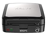 KRUPS Belgian Waffle Maker, Waffle Maker with Removable Plates, 4 Slices, Black and Silver