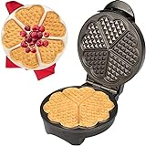 Heart Waffle Maker- Non-Stick Waffle Griddle Iron with Browning Control- 5 Heart-Shaped Waffles