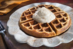 Bourbon whipped cream waffle topping